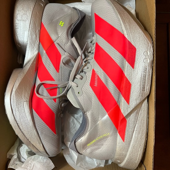 Adidas Adizero Adios Pro 4 in Gray and Red - Picture 2 of 4